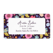 Dark Plum and Florals Business Shipping Label ラベル (正面)