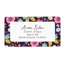 Dark Plum and Florals Business Shipping Label ラベル