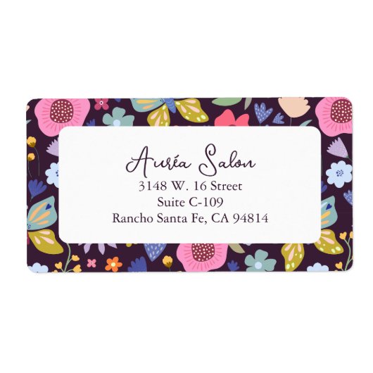 Dark Plum and Florals Business Shipping Label ラベル (正面)