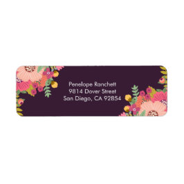 Dark Plum and Florals Return Address Label ラベル