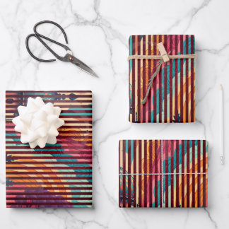 Dark Plum Dome Gift Wrap Set (3 Sheets) - Custom ラッピングペーパーシート