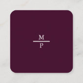 Dark Plum Monogram QR Code Wedding Details スクエア名刺 (裏面)