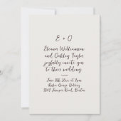 Dark Plum Noir Script Monogram Romantic Wedding 招待状 (正面)