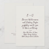 Dark Plum Noir Script Monogram Romantic Wedding 招待状 (正面/裏面)