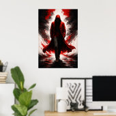 Dark Power Awakening – Red Hooded Figure Poster ポスター (ホームオフィス)