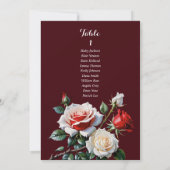 Dark Pretty pink white red rose seating chart card 招待状 (裏面)