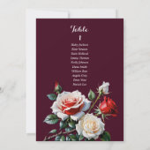 Dark Pretty pink white red rose seating chart card 招待状 (裏面)