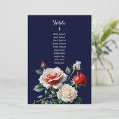 Dark Pretty pink white red rose seating chart card 招待状 (スタンド正面)
