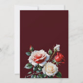 Dark Pretty pink white red roses bridal shower 招待状 (裏面)