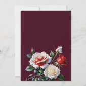Dark Pretty pink white red roses bridal shower 招待状 (裏面)