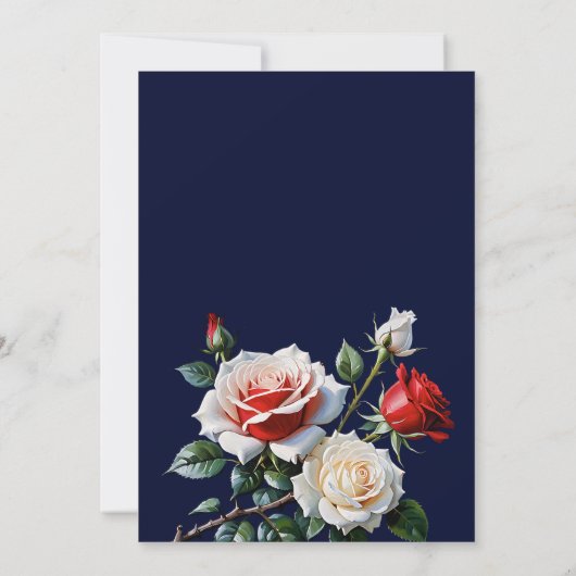 Dark Pretty pink white red roses bridal shower 招待状 (裏面)