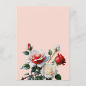 Dark Pretty pink white red roses floral wedding エンクロージャーカード (裏面)
