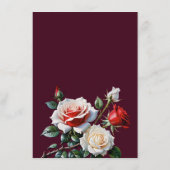 Dark Pretty pink white red roses floral wedding エンクロージャーカード (裏面)