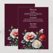 Dark Pretty pink white red roses floral wedding エンクロージャーカード (正面/裏面)