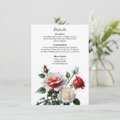 Dark Pretty pink white red roses floral wedding エンクロージャーカード (スタンド正面)