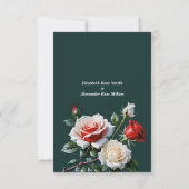 Dark Pretty pink white red roses floral wedding  サンキューカード (裏面)