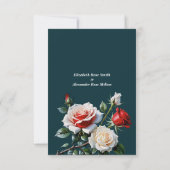 Dark Pretty pink white red roses floral wedding サンキューカード (裏面)