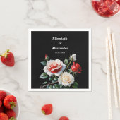 Dark Pretty pink white red roses floral wedding  スタンダードカクテルナプキン (インサイチュ)
