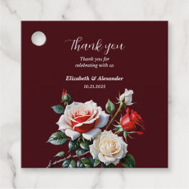 Dark Pretty pink white red roses floral wedding  フェイバータグ