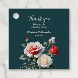 Dark Pretty pink white red roses floral wedding フェイバータグ