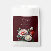 Dark Pretty pink white red roses floral wedding フェイバーバッグ (正面)
