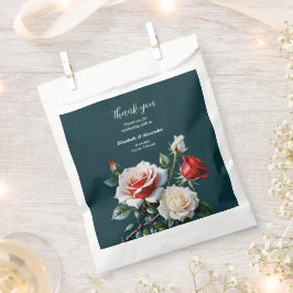 Dark Pretty pink white red roses floral wedding フェイバーバッグ