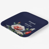 Dark Pretty pink white red roses floral wedding ペーパープレート (傾斜あり)