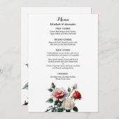 Dark Pretty pink white red roses floral wedding  メニュー (正面/裏面)