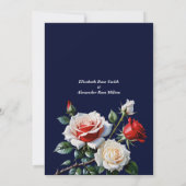 Dark Pretty pink white red roses Rehearsal dinner 招待状 (裏面)