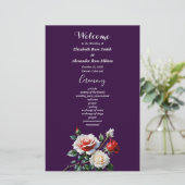 Dark Pretty pink white red roses wedding program (スタンド正面)