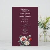 Dark Pretty pink white red roses wedding program (スタンド正面)