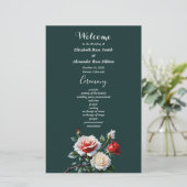 Dark Pretty pink white red roses wedding program (スタンド正面)