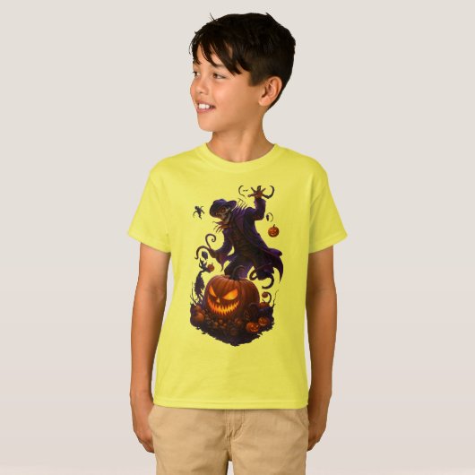 Dark Pumpkin Reaper – Creepy Halloween Skeleton Ar Tシャツ (正面フル)