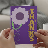 Dark Purple and Gold With Flower Thank You Card カード