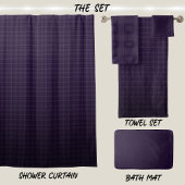 Dark Purple Bath Set Check Pattern Indigo Gradient シャワーカーテン