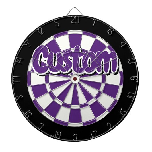 Dark Purple Black And White Add Your Text ダーツボード (正面)