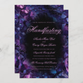 Dark Purple Boho Witch Crystals Black Handfasting 招待状 (正面/裏面)