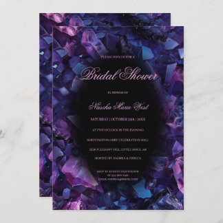 Dark Purple Boho Witch Crystals Bridal Shower 招待状