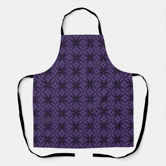 Dark Purple Colored Retro Pattern エプロン (正面)