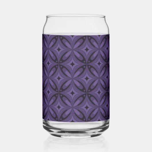 Dark Purple Colored Retro Pattern ガラス缶 (正面)