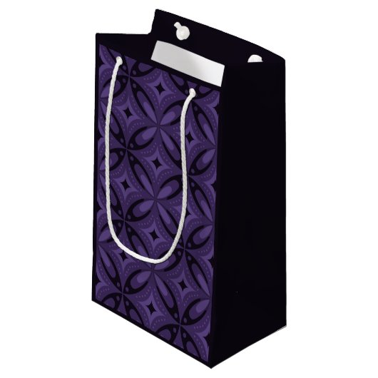 Dark Purple Colored Retro Pattern スモールペーパーバッグ (正面アングル)