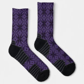 Dark Purple Colored Retro Pattern ソックス (右)