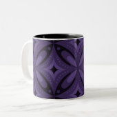 Dark Purple Colored Retro Pattern ツートーンマグカップ (正面左)