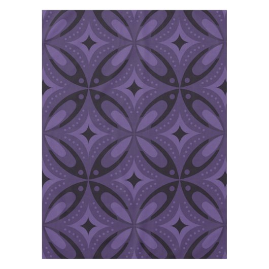 Dark Purple Colored Retro Pattern テーブルクロス (正面)