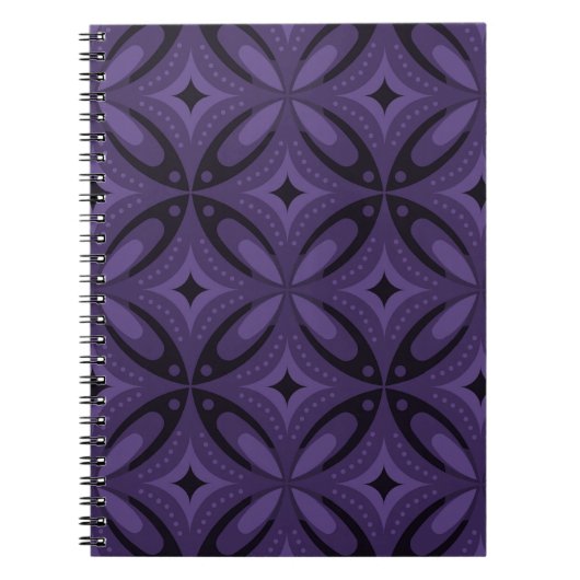 Dark Purple Colored Retro Pattern ノートブック (正面)