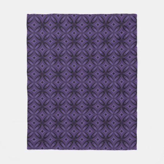 Dark Purple Colored Retro Pattern フリースブランケット (正面)