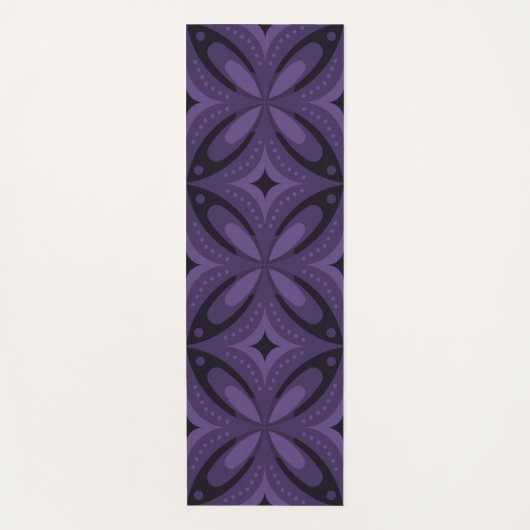 Dark Purple Colored Retro Pattern ヨガマット (正面)
