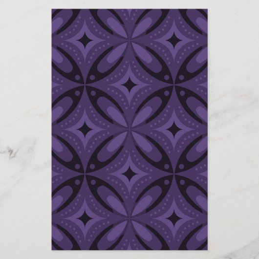 Dark Purple Colored Retro Pattern 便箋 (正面)