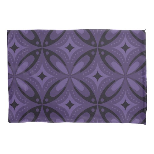 Dark Purple Colored Retro Pattern 枕カバー (正面)