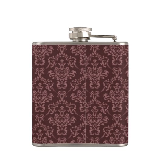 Dark Purple Damask Pattern フラスク (裏面)